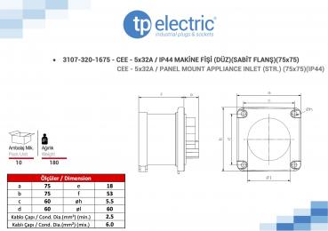 Preview: CEE Anbaustecker 75mm 5P 32A 6h IP44